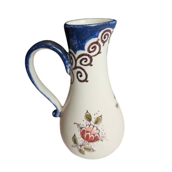 Polychrome Delft Netherlands 5" pitcher Holland Zenith 1749 tag Floral mortif - Picture 4 of 9
